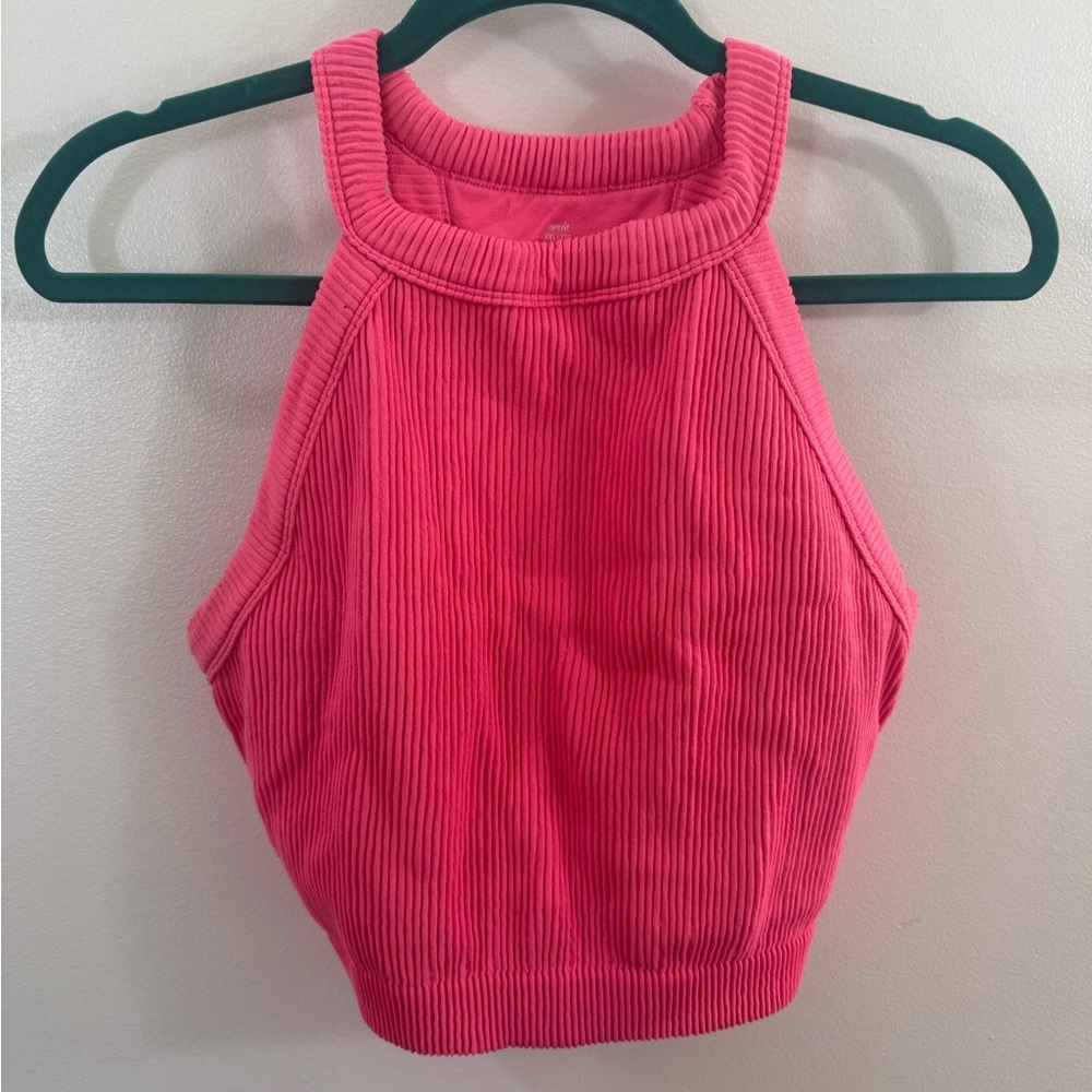 Pink Ribbed Women's Top